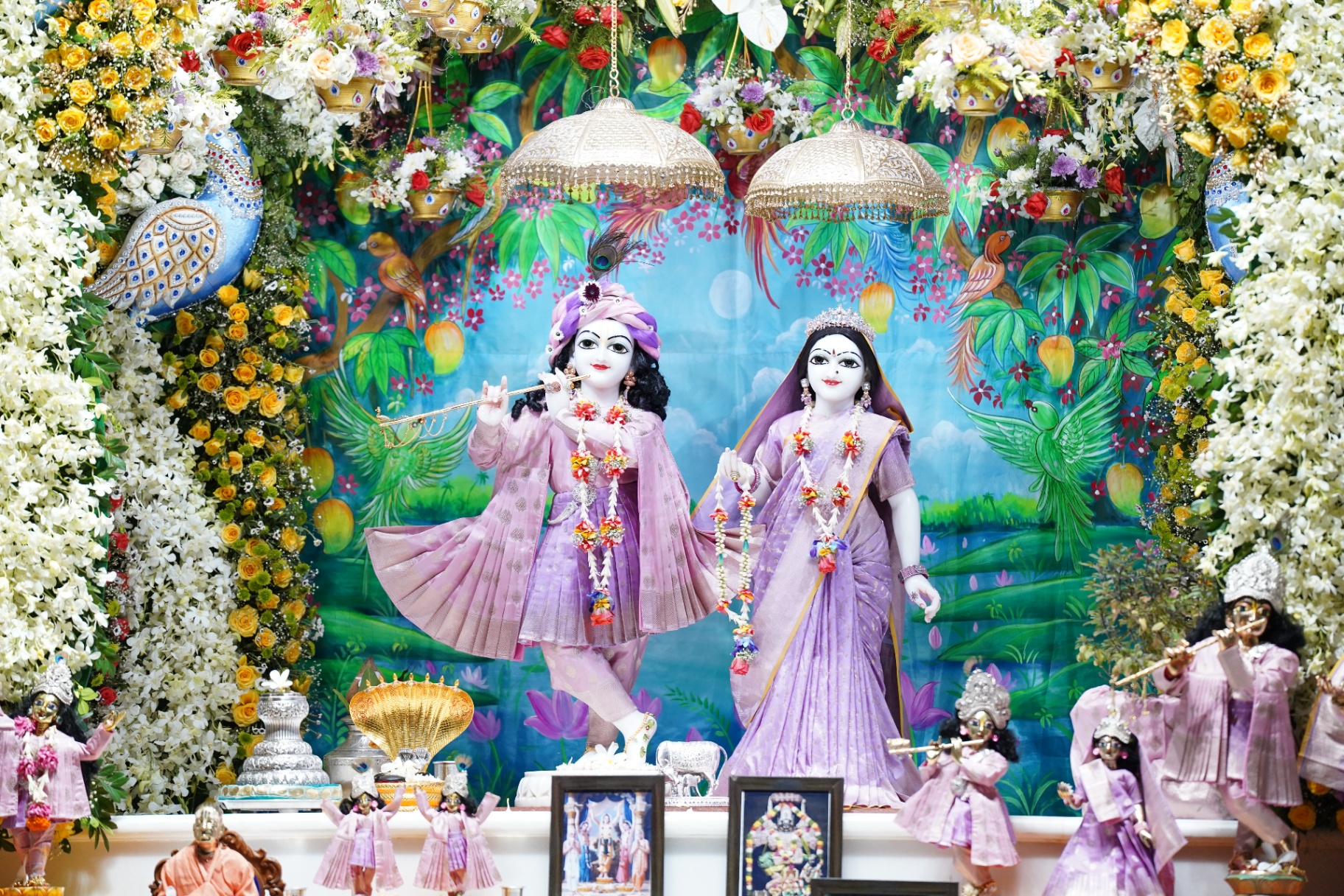 Radha-Krishna deities adorned for Janmashtami