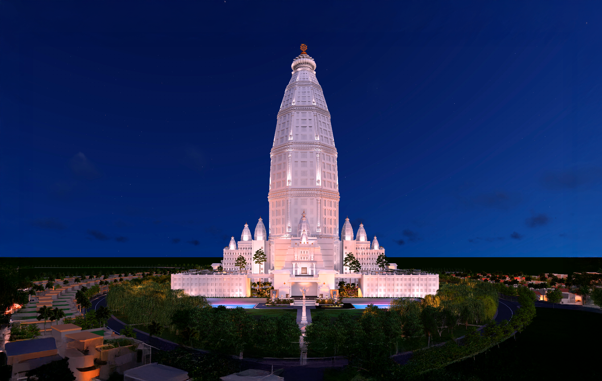 The Vrindavan Chandrodaya Mandir rising in Vrindavan